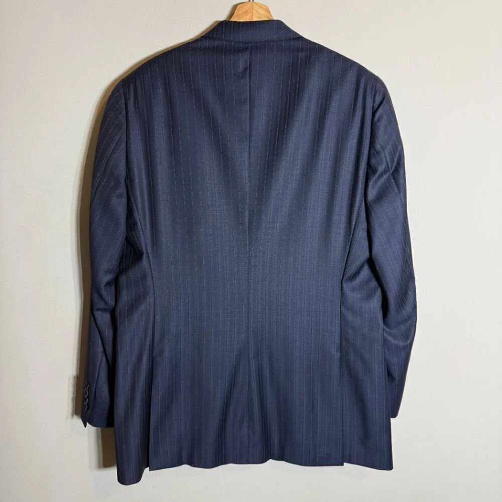 Hart Schaffner Marx Pinstripe Wool Sport Coat Dinner Jacket Blazer Men 44L Navy